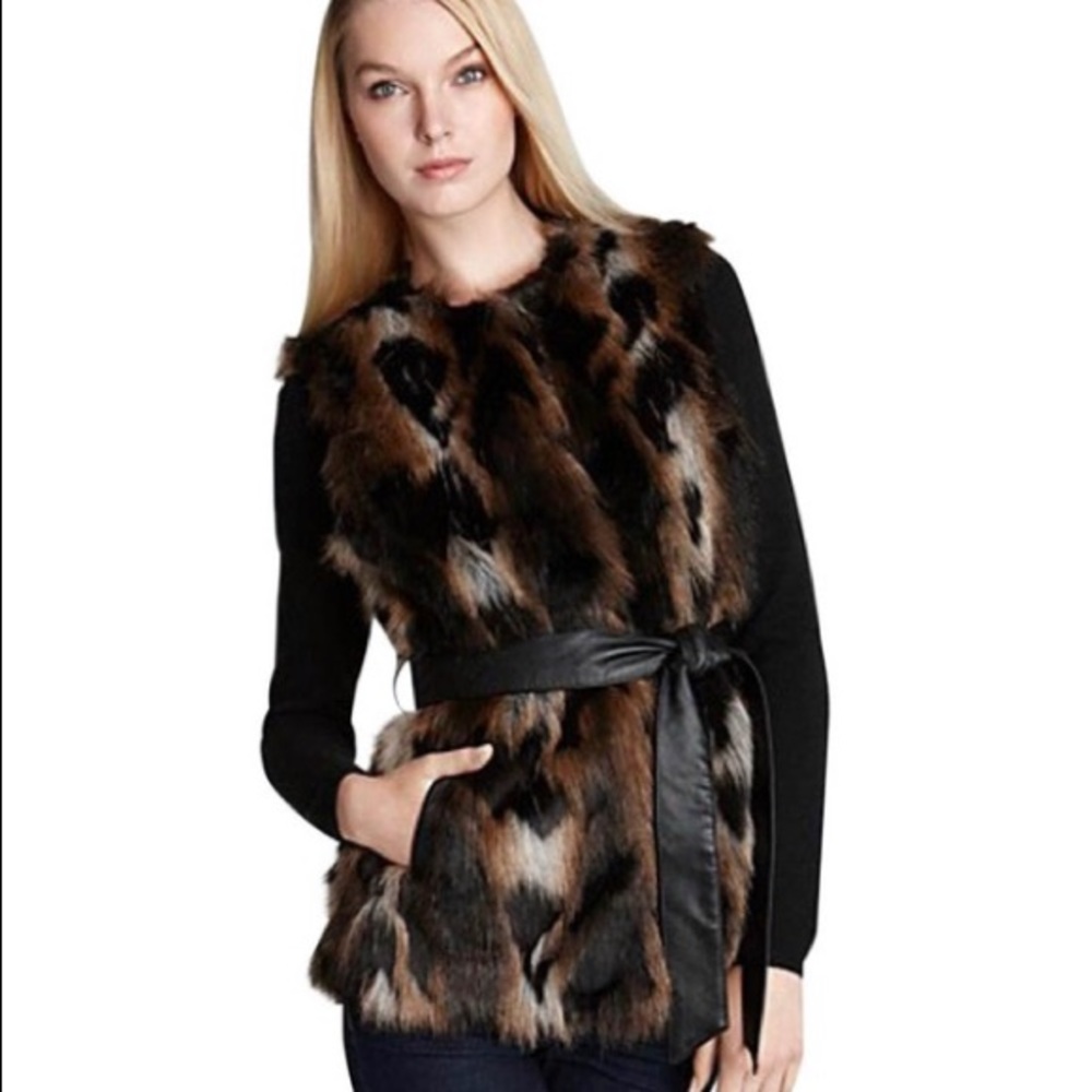 Via Spiga Multicolor Julia Patchwork Faux Fur Vest